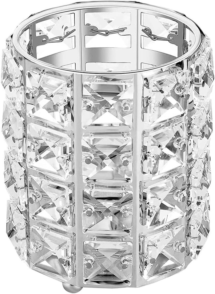SnelShoppen - Crystal Make-up Borstelhouder Organizer met Kam en Potloodhouder - Cosmetische Opslagcontainer - Groot Capaciteit - Elegante Zilveren Kr