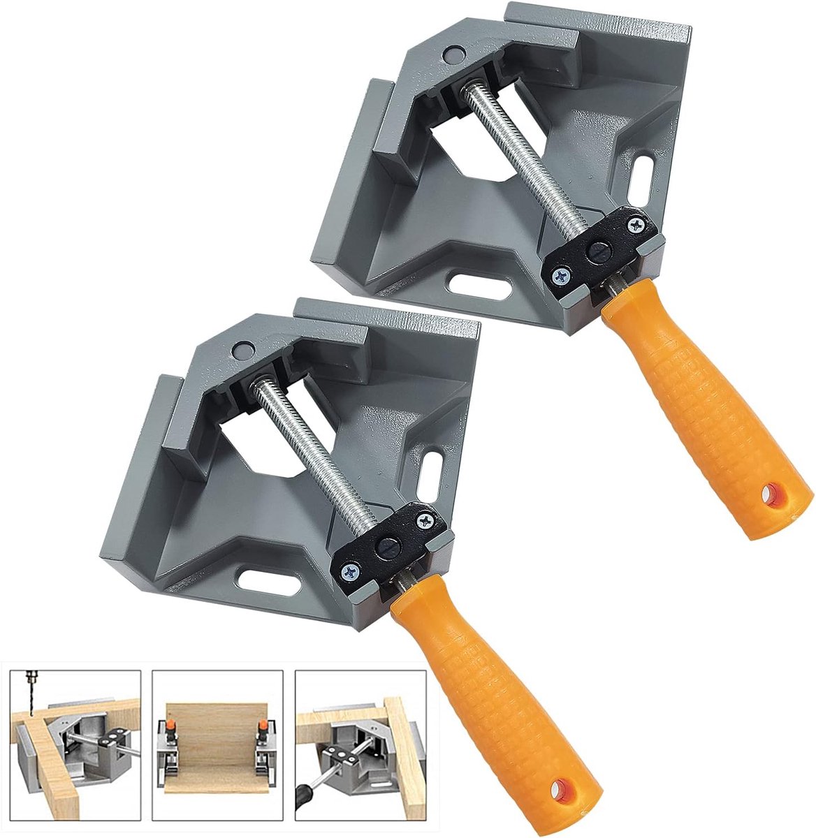 SnelShoppen - 2 Stuks Hoekklem 90 Graad, Aluminium Legering Hoekklem met Draaiende Klemmen, Enkele Handgreep, Hoekklem voor Houtbewerking en Engineeri