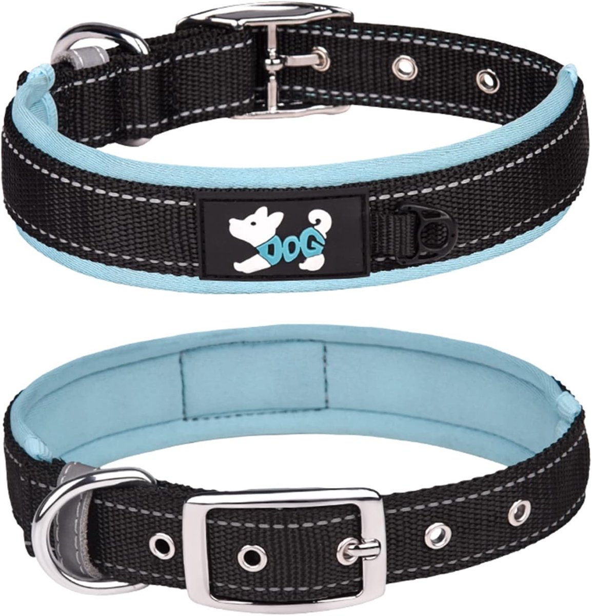SnelShoppen - Comfortabele Zachte Neopreen Gevoerde Hondenhalsband, Reflecterende Dierhalsband, Verstelbare Robuuste Nylon Halsband voor Grote Honden