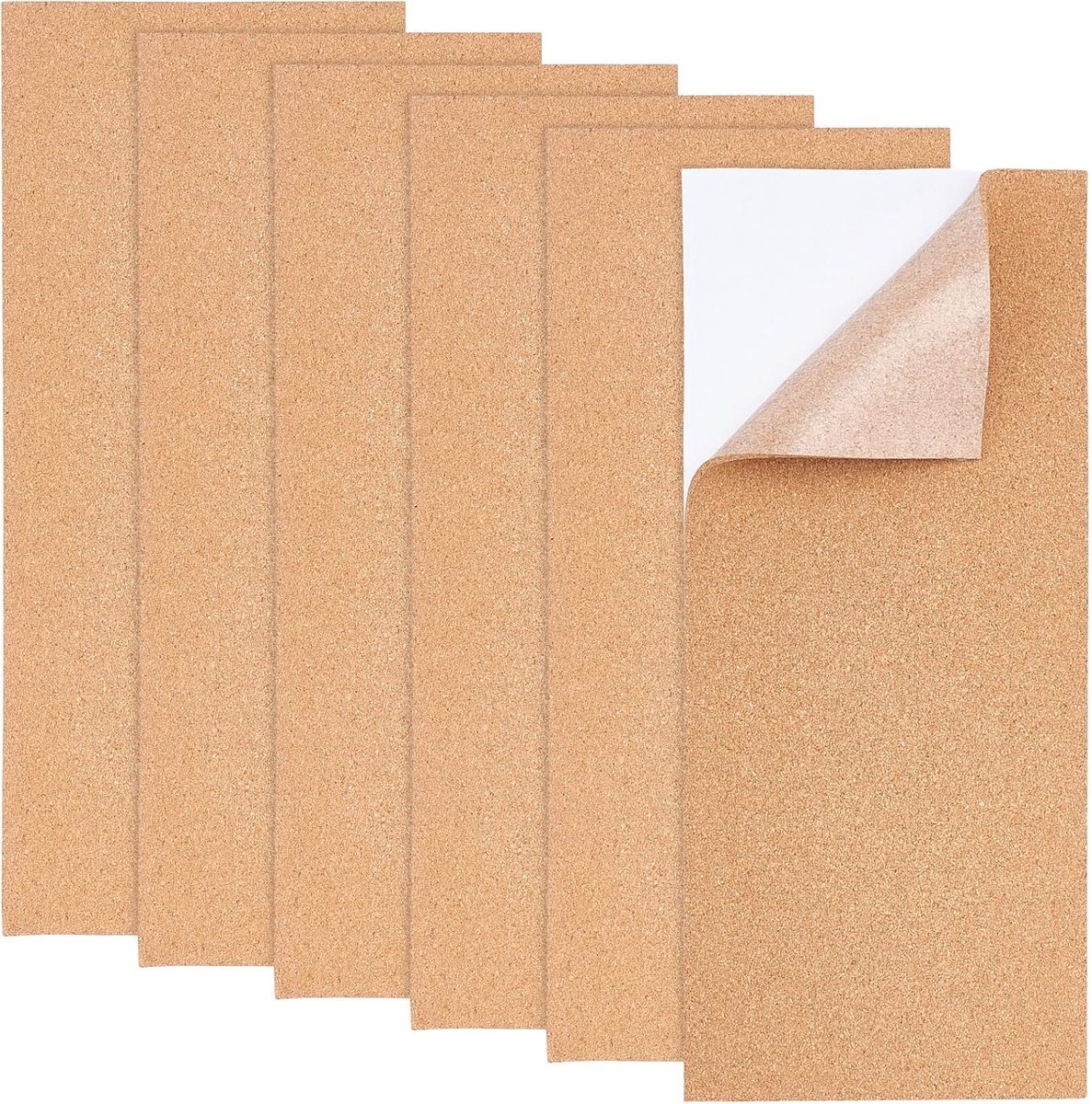 SnelShoppen - 6 Stukken Zelfklevende Korkplaten 15 x 35 cm 0.3 cm Dikke Kork Coasters voor Wanddecoratie en DIY Creatieve Projecten