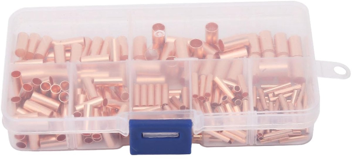 SnelShoppen - 250 Stuks Verbindingslijnkoppeling, Rode Koper Verbindingsbuis GT1-6mm Niet-geïsoleerde Verbinders Kit voor Intermediate Draadverbinding