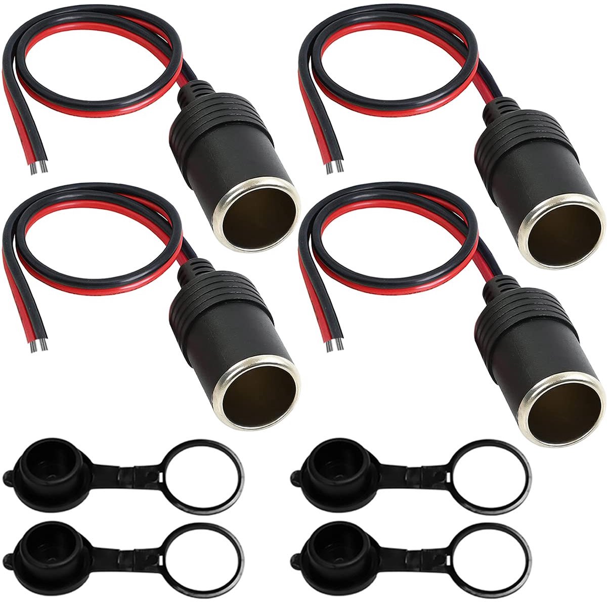 Xiatiaosann 4PCS Female Cigarette Lighter Car Cigar Cigarette Lighter Plug Car Charger Replacement Adapter Power Cord - ShopVlot