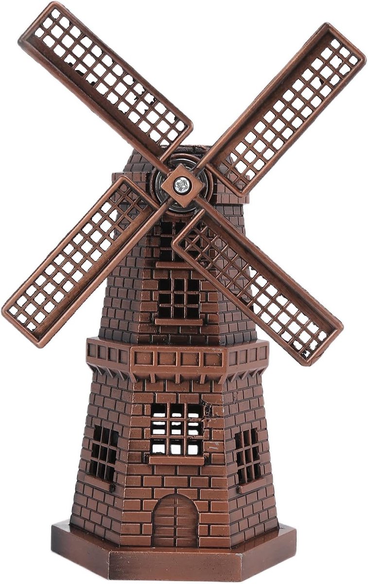 SnelShoppen - Houten Nederlandse Windmolen Beeldje, Mini Craft Ornament in Rood en Brons voor Kinderen, Tieners en Volwassenen, Perfecte Decoratie voo