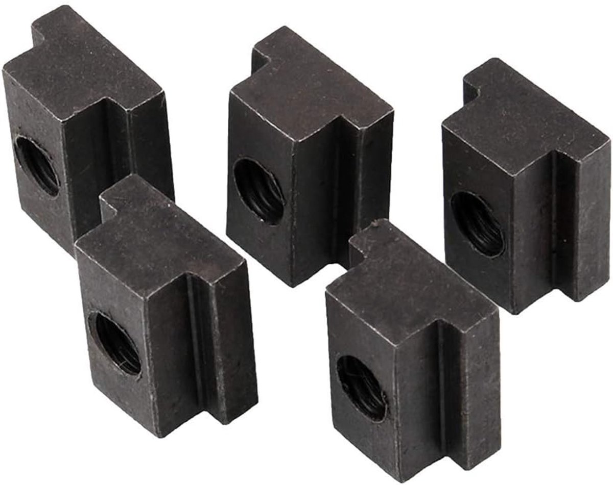 SnelShoppen - T-Slot Moer 3/8-16 T-vormige Moer Groef Drukplaat Moer voor Toyota Tacoma Truck 5 stuks - Zwaar Staal, Zwart Oxide, Roestbestendig