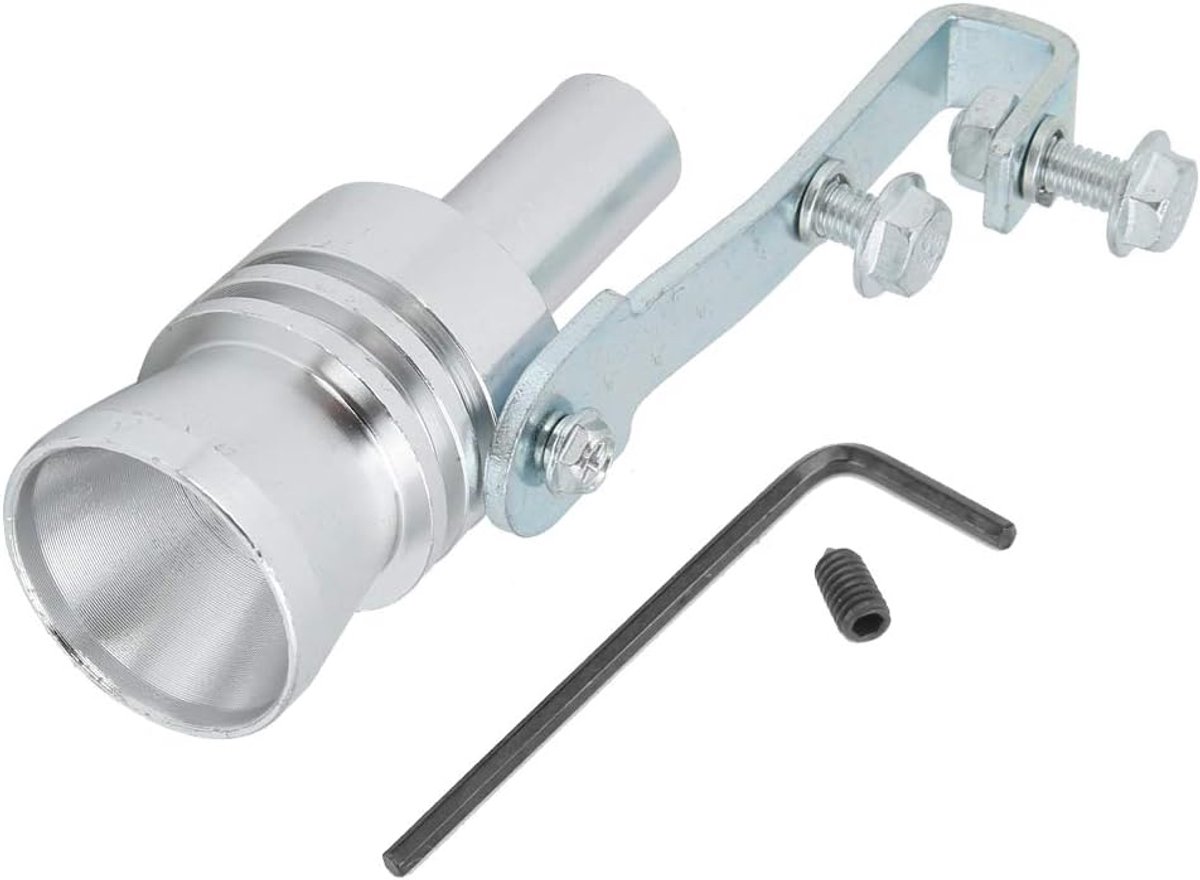 SnelShoppen - Turbo Geluid Fischio Uitlaatpijp, Aluminium Turbo Whistle, Zwart, Auto Accessoire, Geluidsverbetering, Modificatie, Universieel, Voor Au