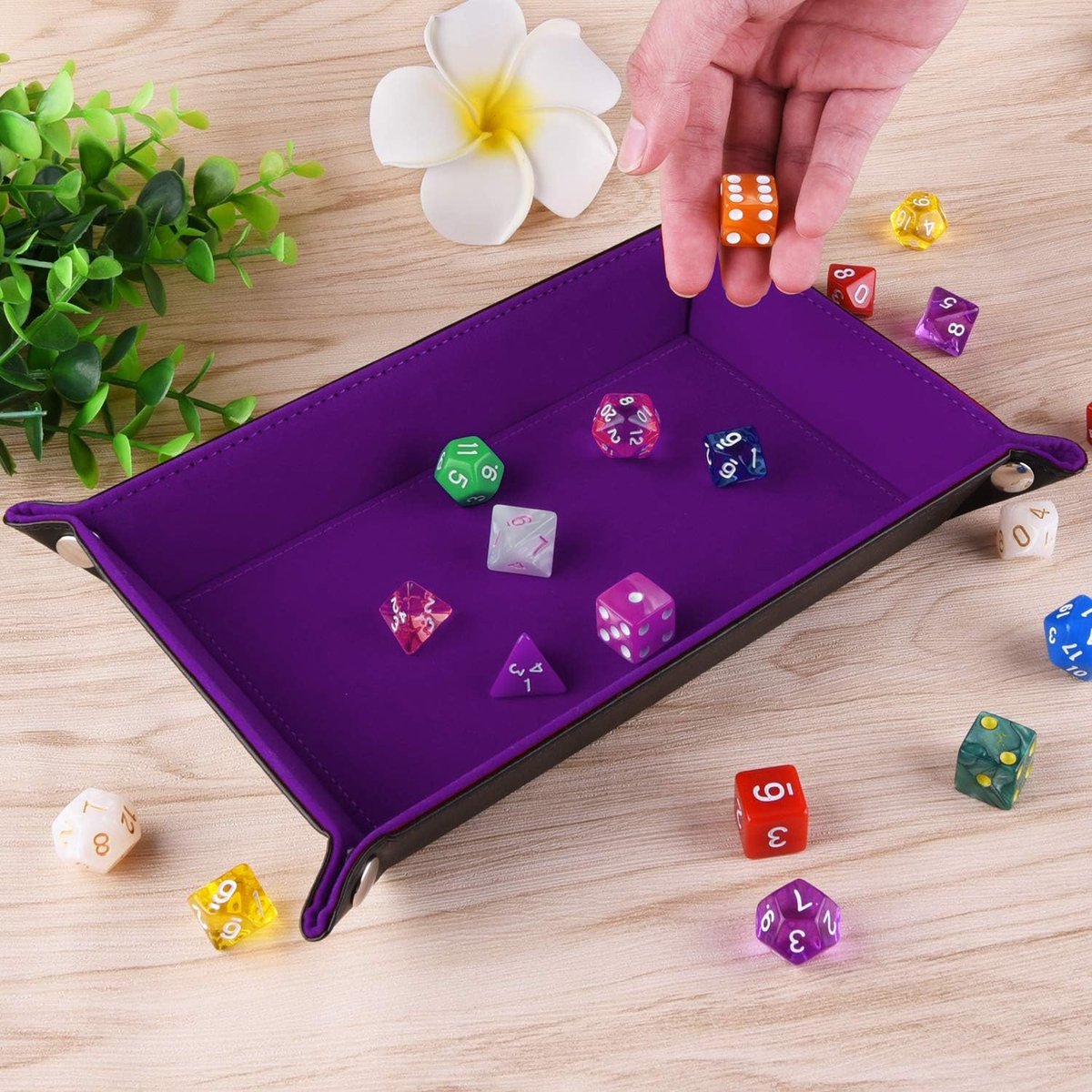 SIQUK Cube Boards Folding Rectangle PU Leather and Dark Purple Velvet Dice Boards for Dungeons and Dragons RPG Dice - ShopVlot