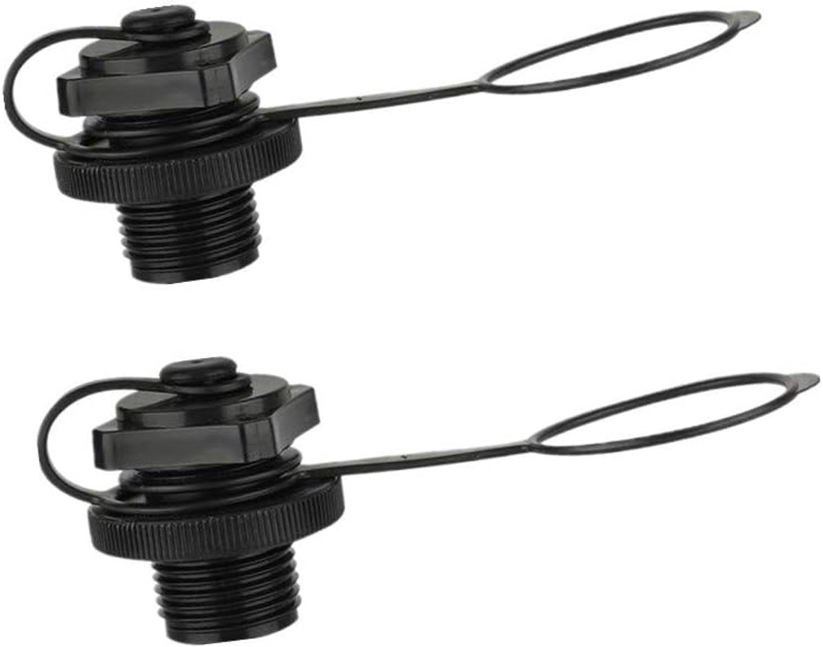 SnelShoppen - 2 Stuks Opblaasboot Luchtventiel, Zwart Kunststof Vervangingsschroefventiel 22,9mm Geschikt voor Intex Opblaasboot