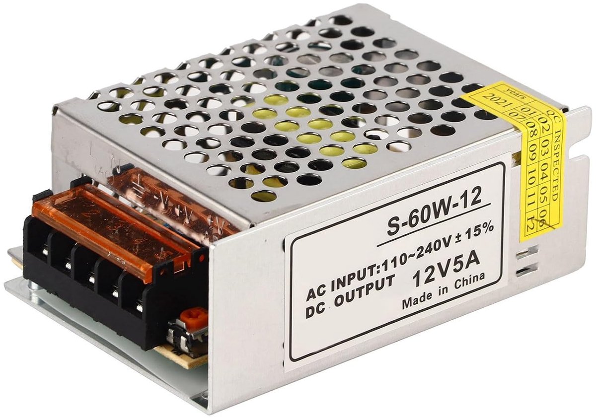 SnelShoppen - Fafeicy HS-60-12 Gecontroleerde Voedingsschakelaar, AC/DC Spanning Conversie, Universele Voeding voor LED, 5A 12V, Betrouwbaar en Duurza