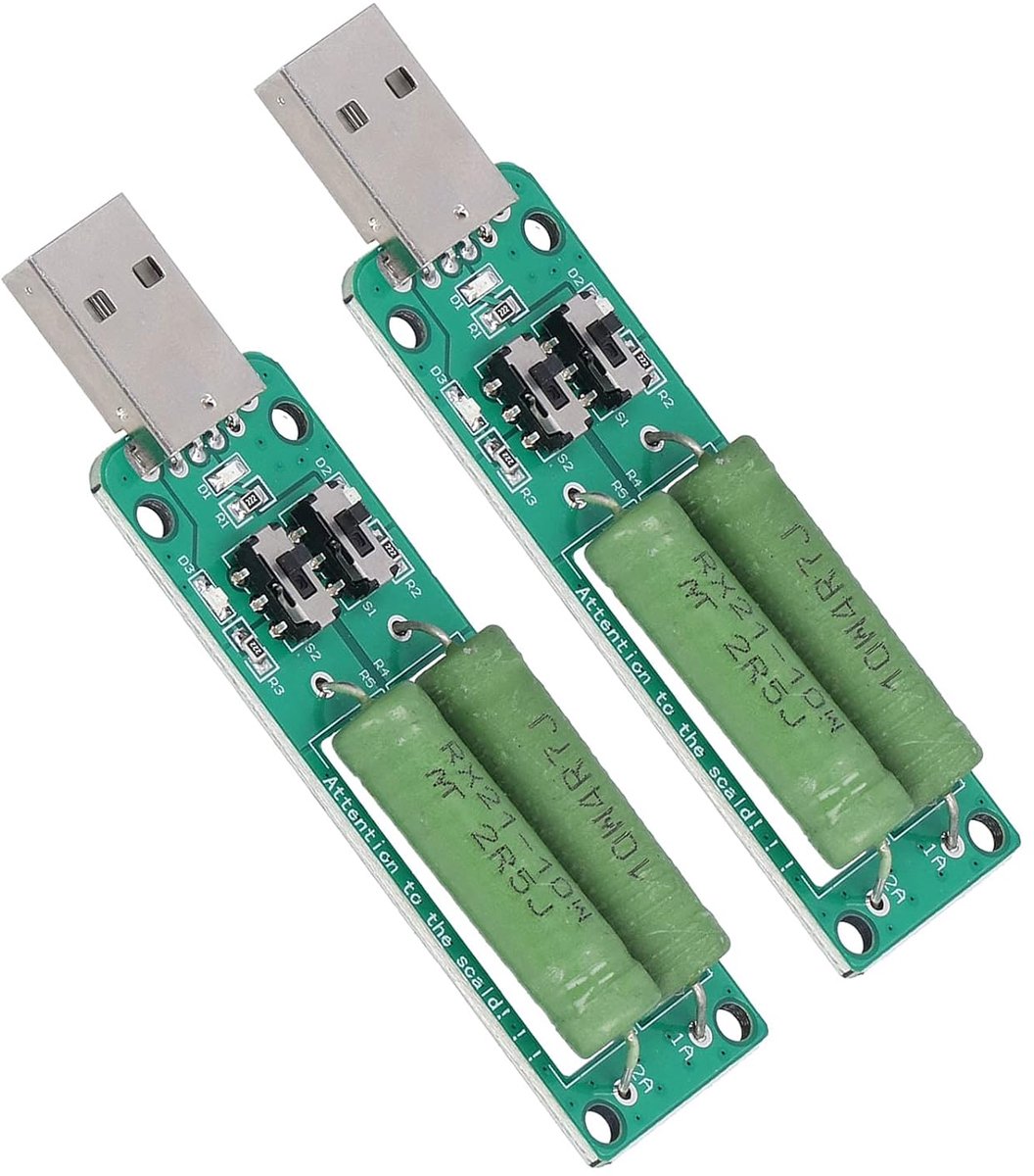 SnelShoppen - 2Pcs USB Load Tester Powerbank Ontladingsweerstand 5V 1A/2A/3A Schakelbare Last Weerstand Elektronische Last Detector