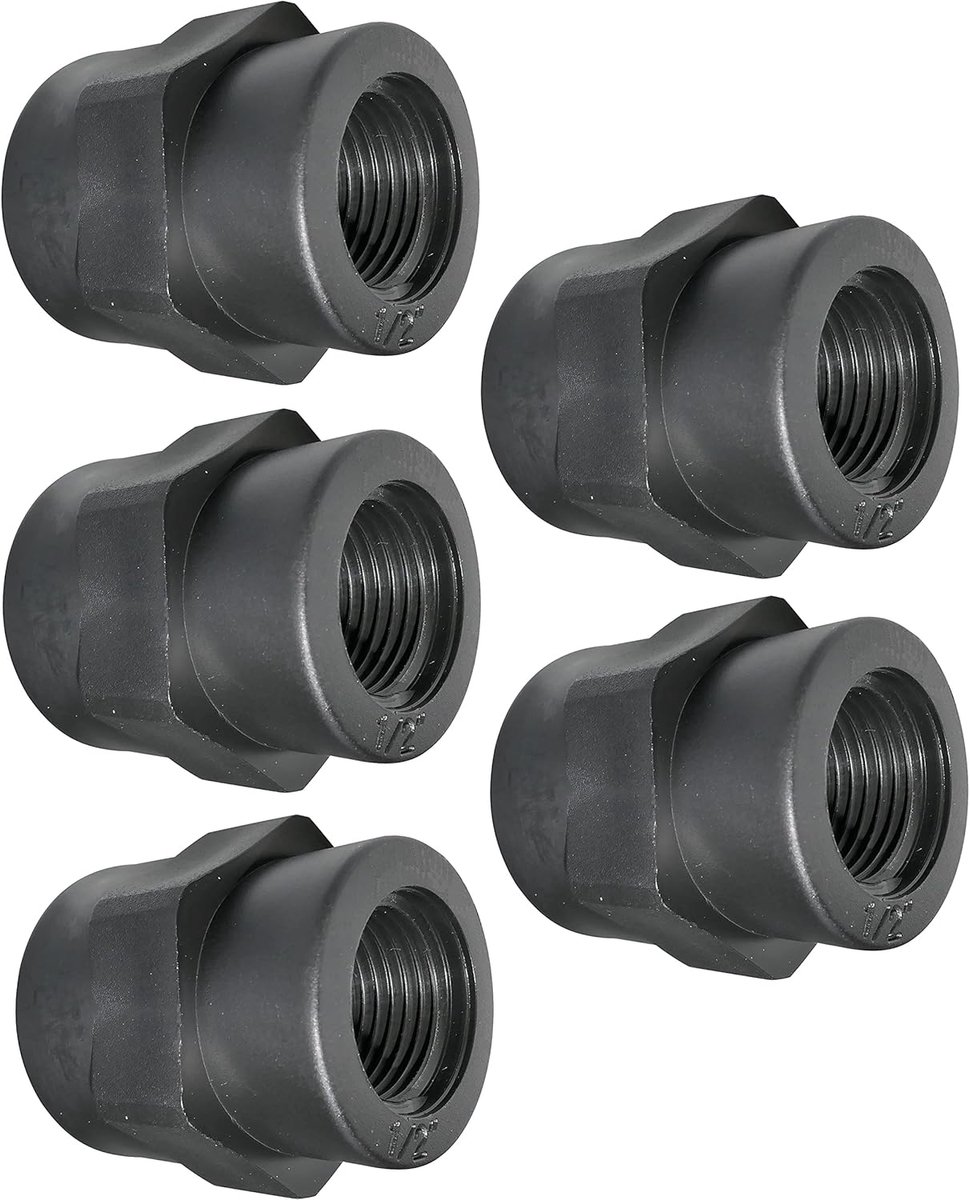 SnelShoppen - Set van 5 vrouwelijke/vrouwelijke schroefreducties 1/2''x3/4'' - interne draad verlaagd - kunststof - ideaal voor leidingen en verbindin