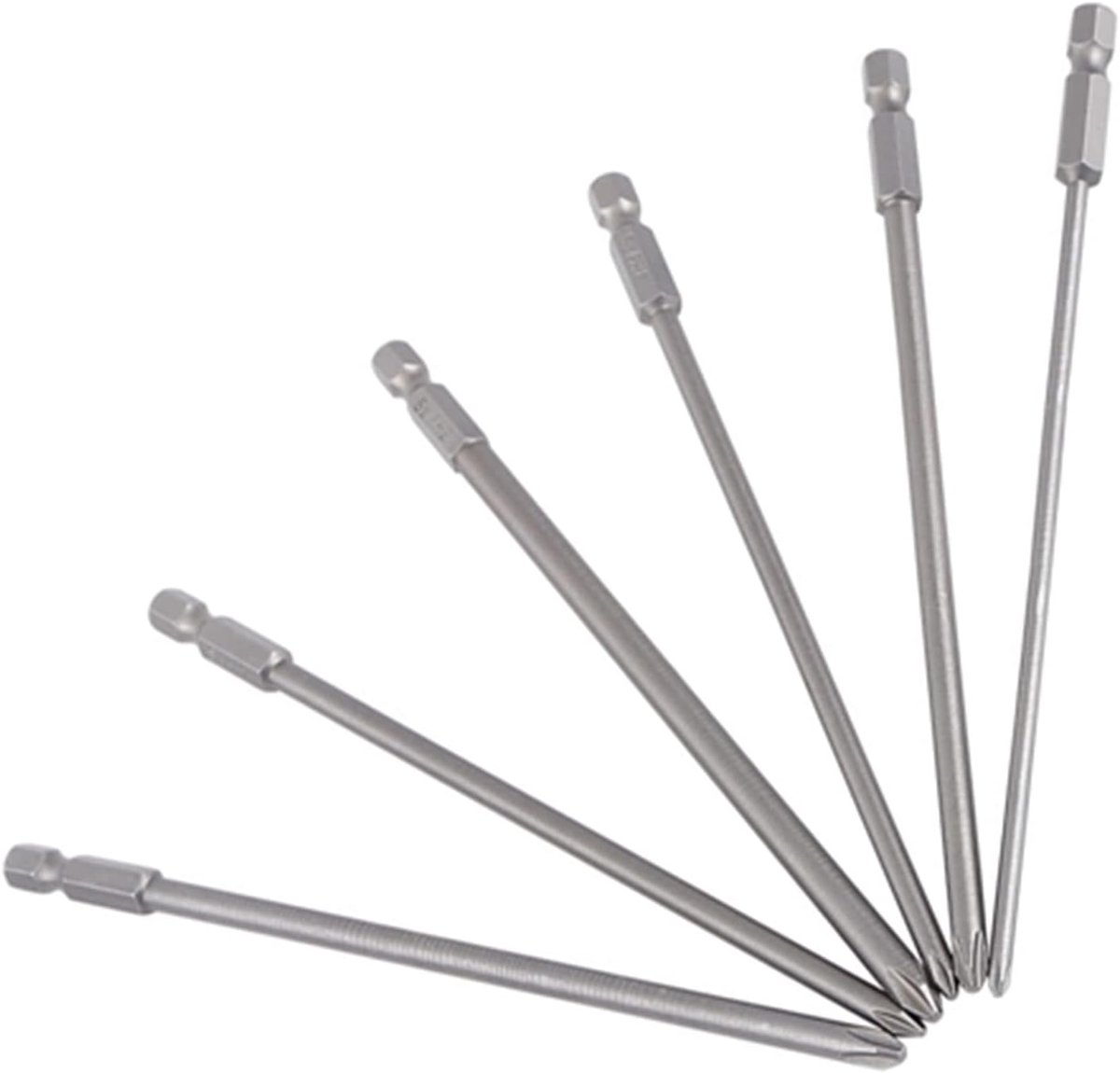 SnelShoppen - Set van 6 magnetische schroevendraaier bits van S2 staal, 150 mm - Hoogwaardige schroefbits voor precisiewerk, diverse maten, ideaal voo