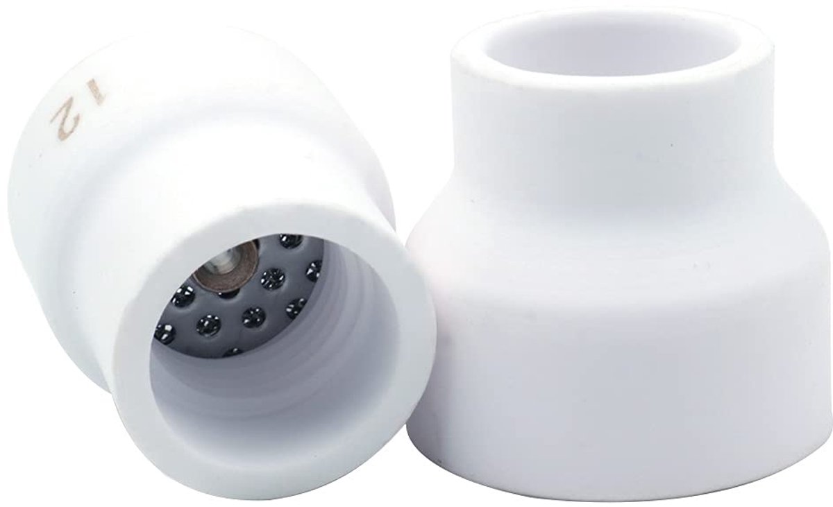 SnelShoppen - #12 Keramische TIG Lasdoppen (Twin Pack) Wit - 2 Stuks Inclusief Diffuser - Geschikt voor DB SR WP 9/20/25 WP 17 18 26 - Professioneel L