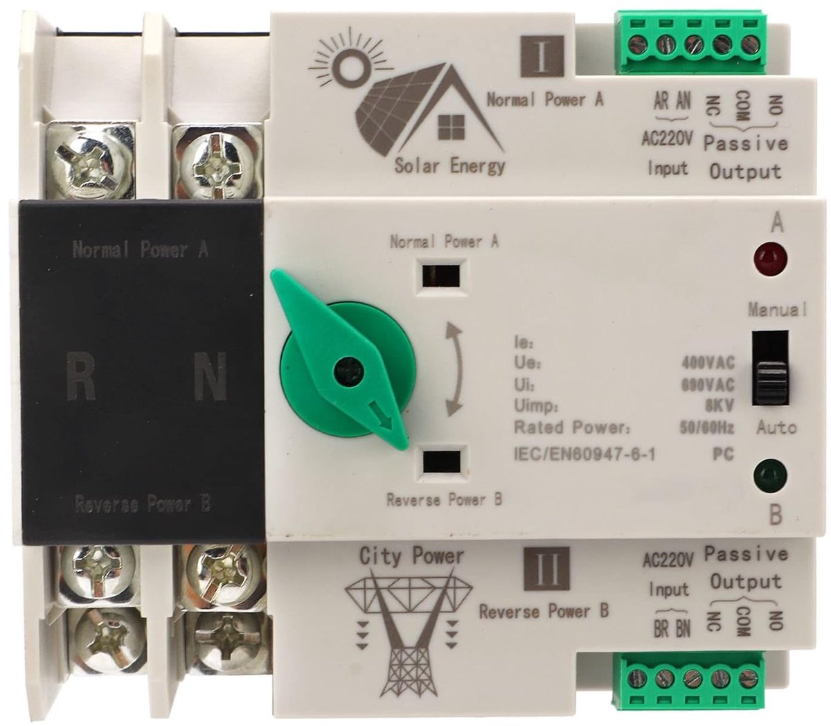 SnelShoppen - Dual Power Automatische Overdracht Schakelaar AC 400V 2P 63A voor Zonne-energie, Inverter, UPS en Noodstroomvoorziening