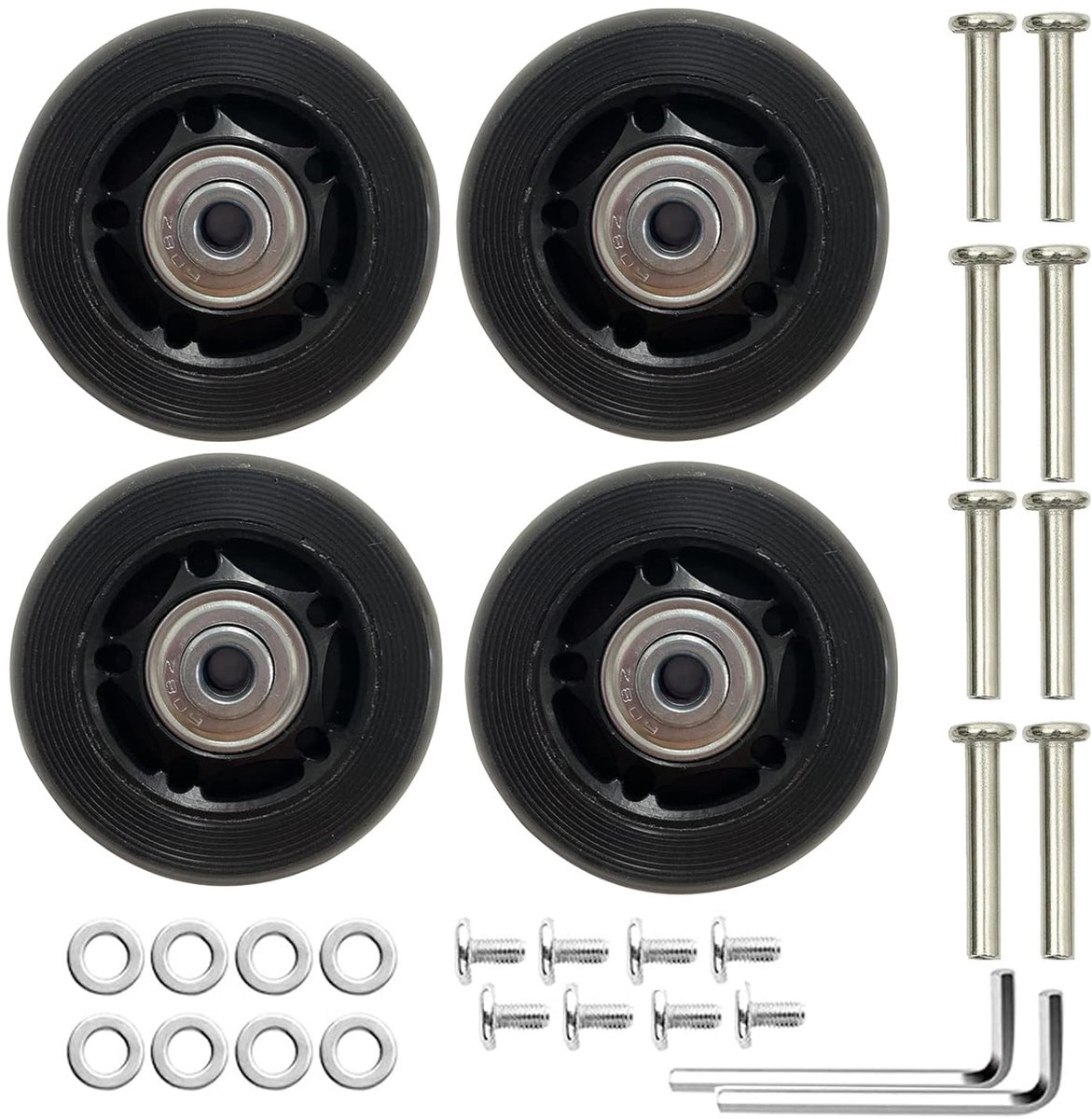SnelShoppen - Vervangwielen Koffer Set van 4 Rubber Reisbagage Wielen Universele Vervangwielen 60mm x 18mm