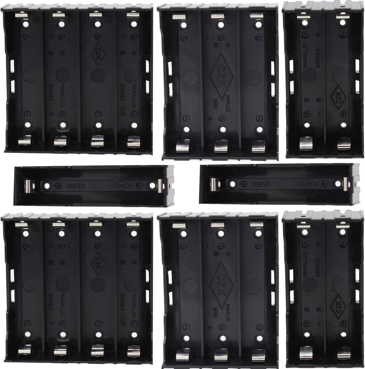Batterijhouders - Opbergdozen - Elektronica Projecten - Verschillende Groottes - 8 stuks - Zwart