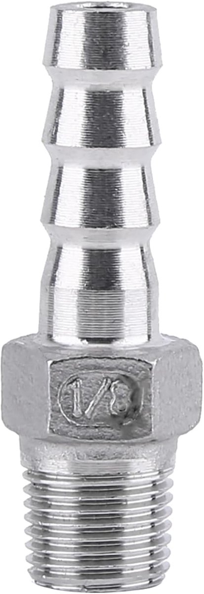 SnelShoppen - RVS Slangverbinder, Slangverbinder, RVS SS304 Mannelijk Draad Pijp Fitting Barb Slang Tule Verbinder BSP 1/8"~3/4" (1/8*8mm) voor Tuin e