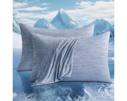 SnelShoppen - Luxear Arc-Chill Koelende Kussenhoezen Set van 2, Q-Max > 0.5, Zacht Ademend Hypoallergeen Fitted Sheet met Verborgen Rits, 50x80cm voor
