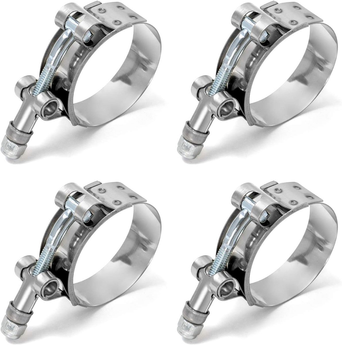 SnelShoppen - QWORK T-bolt klemmen, RVS slangklemmen, 46mm-52mm, 4 stuks, roestvrij, duurzame bevestiging voor slangen, ideaal voor camping, tuin en a