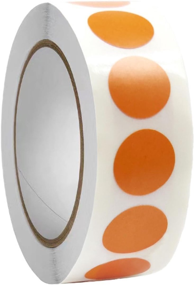 1000 Stuks 13mm Ronde Stickers - Zelfklevende Labels voor DIY Projecten, Notitieboeken en Planners (Oranje)