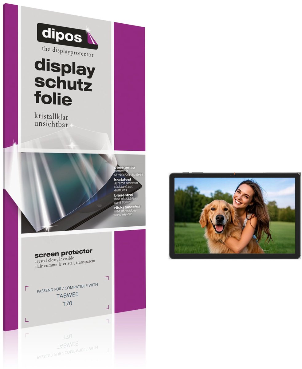 dipos – 2x Beschermfolie geschikt voor TABWEE T70 | Krasbestendige & heldere Screenprotector Ultra-Thin