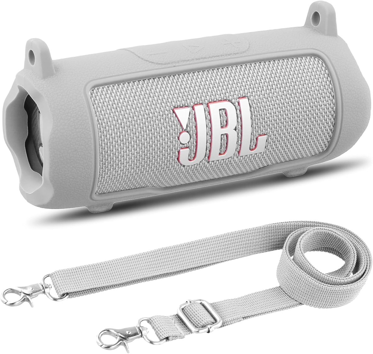 Flexibele Siliconen Beschermhoes voor JBL Flip 7 Bluetooth Speaker met Schouderband, Schokbestendig en Wit Cover Only
