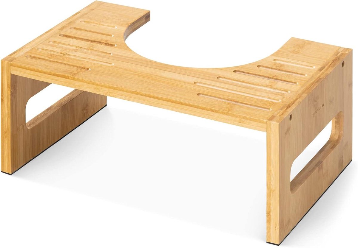 Toilet Kruk - Kwastje Ondersteuning - Correcte Houding - Antislip Oppervlak - 43.5 cm - Bruin
