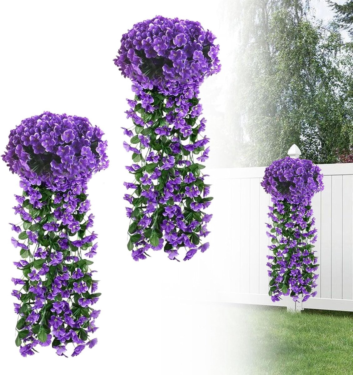 Hangende Kunstbloemen - Nep Bloemen - Balkon Decoratie - UV Waterbestendig - 85 cm - Paars