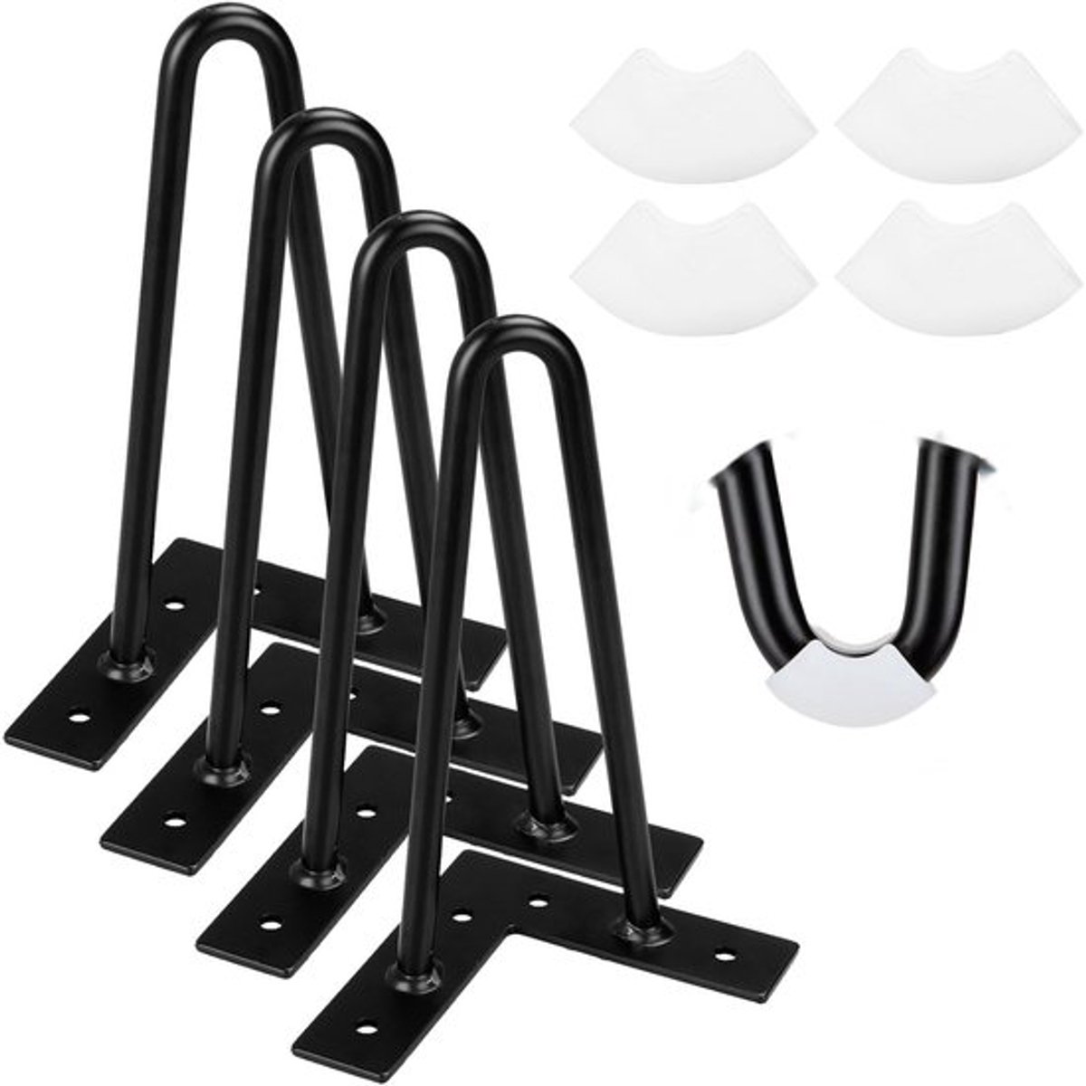 Haarspelden - Tafelpoten - Vloerbescherming - Zwart - Meubelpoten - Geschikt voor tv-kast, bank en kast - 20 cm