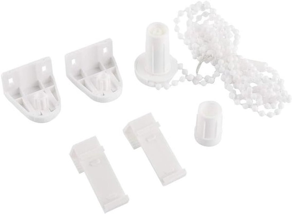 Witte Rolgordijn Montage met Sterke Plastic Accessoires en Stevige Beugels voor Optimaal Gebruik