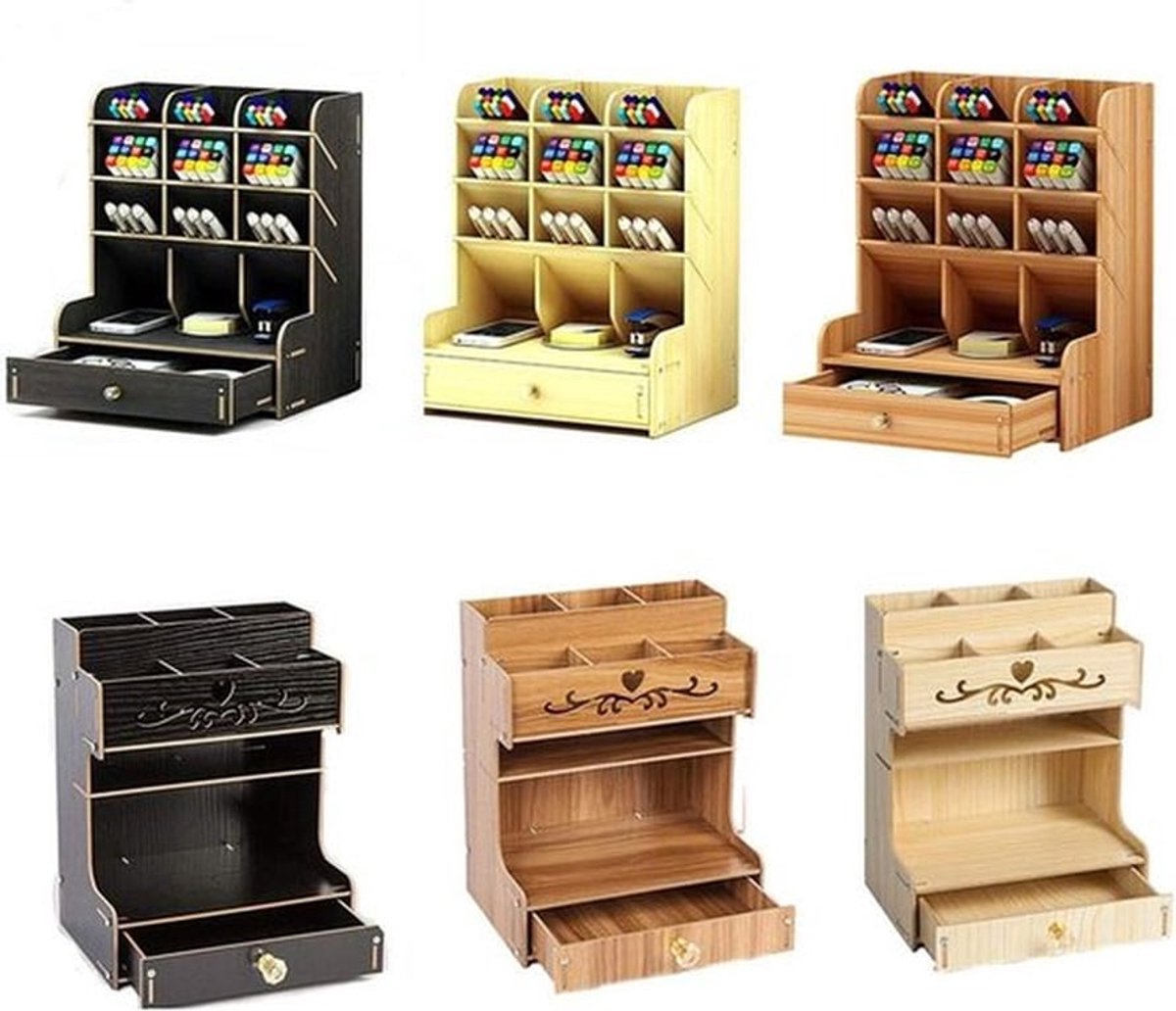 Multifunctionele bureau-organizer met lades voor pennen en kantoorbenodigdheden, ideaal voor een opgeruimd bureau