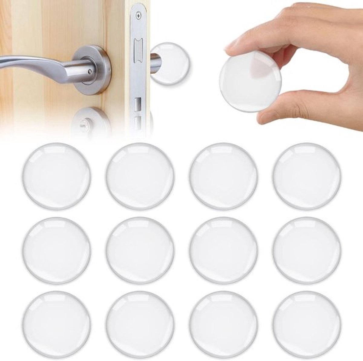 Transparante Rubberen Voeten 12 Stuks - Deurbuffers - Deurklinkbescherming - Antislip Rubberen Pads - Zelfklevende Bumper - Meubelbuffers - 75 characters