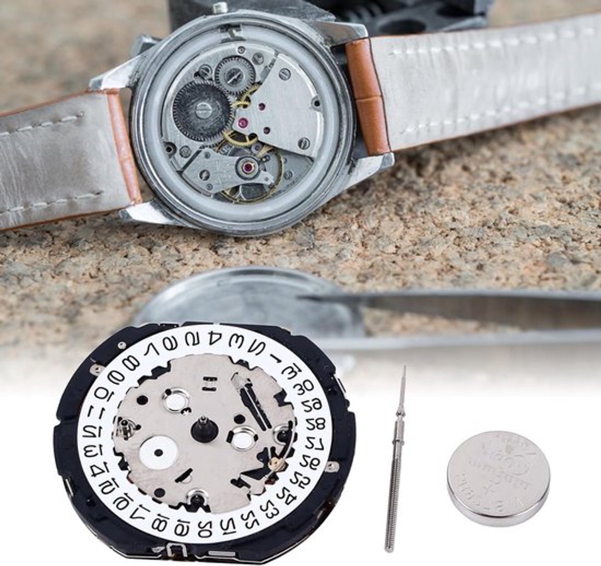 Precisie Uurwerk Mechanisme, Metaal Vervangingsonderdeel met Batterij voor Horlogemakers en Reparatie