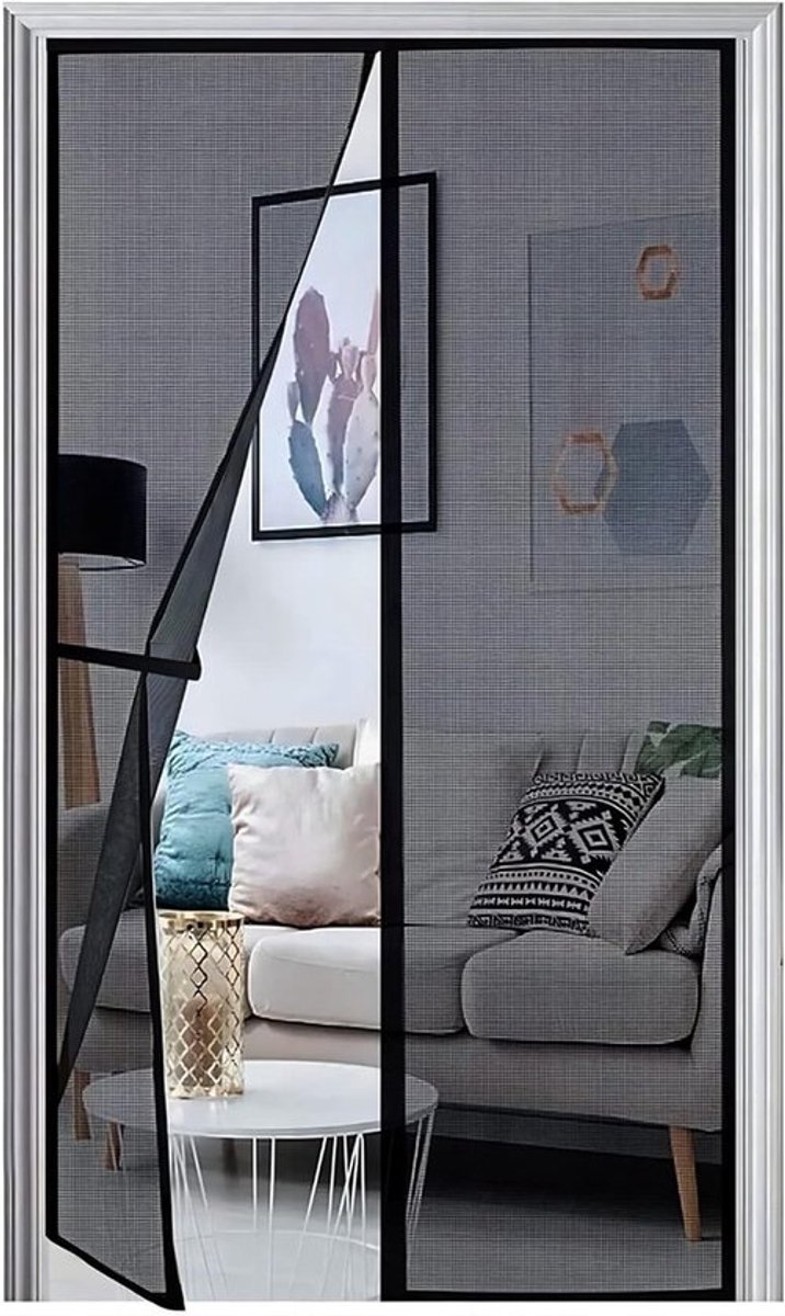 Vliegengordijn voor Deuren, 75 x 210 cm, Verbeterde Insectenbescherming, Makkelijk te Monteren, Geschikt voor Balkon en Terras, Zwart