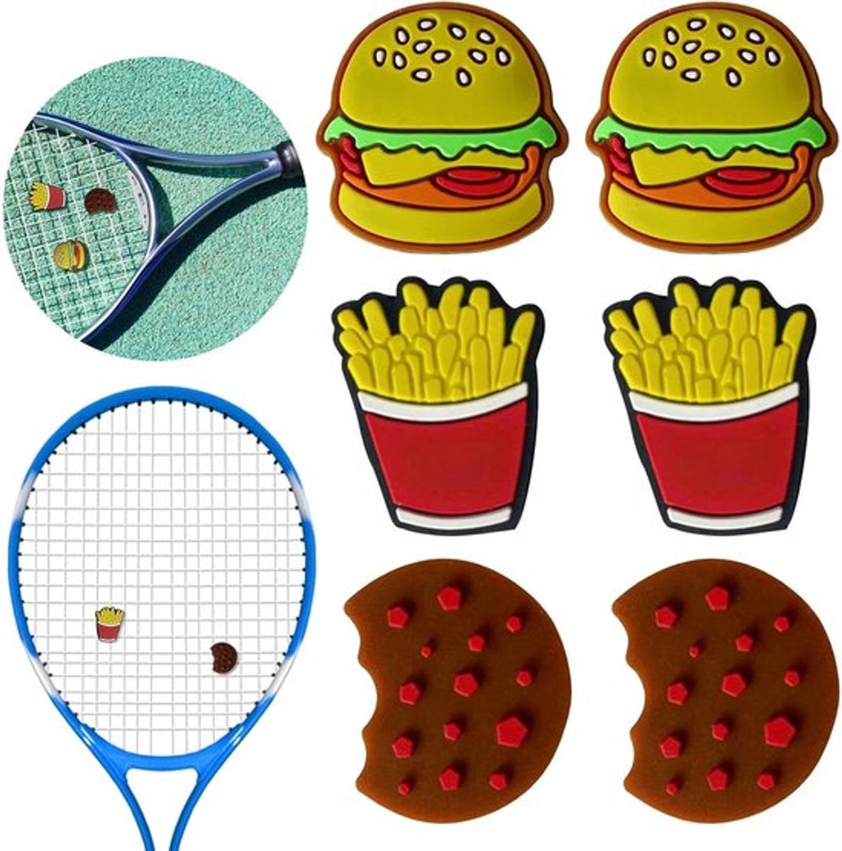 Tennisracket Schokabsorber - 6 stuks trillingsdempers van silicagel voor sport en buitenactiviteiten