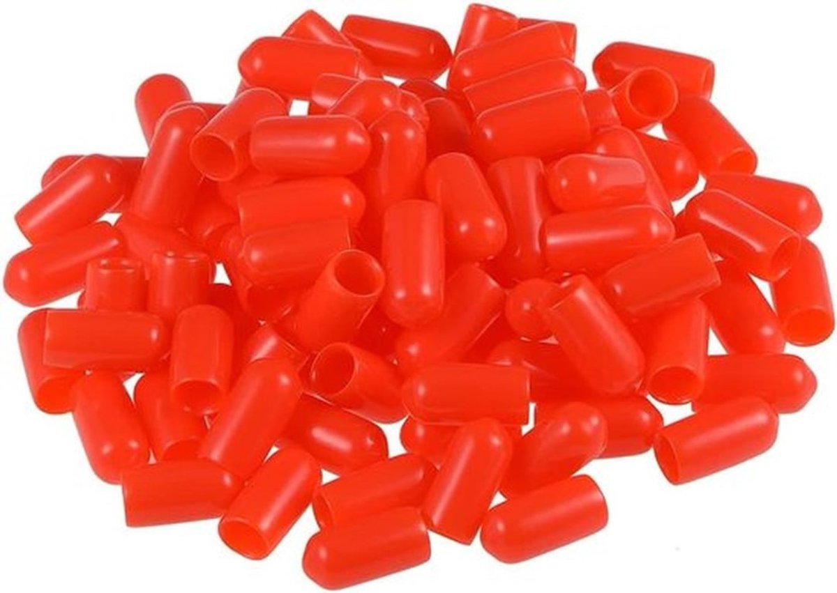 100 Stuks Rubber Eindkap 6mm ID - Flexibele Ronde Vinyl Schroefdoppen en Draadbeschermers voor Bouten, Schroeven, Buizen, Kabels en Draden - Zachte Rubber Beschermhoezen voor Meerdere Toepassingen