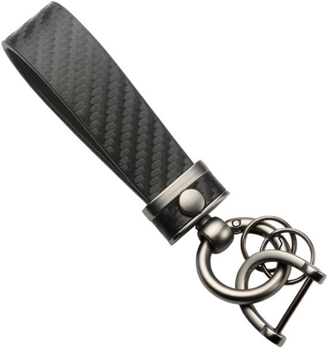 Draaibare Sleutelhanger van koolstofvezel en microvezel PU-leer, Universele Sleutelhanger voor Auto- en Huissleutels