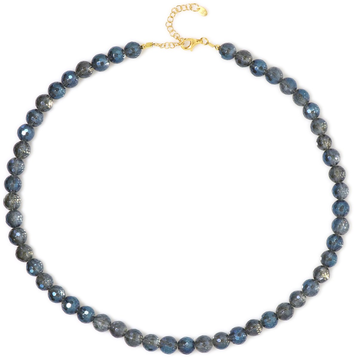 Cavill - 925 Sterling Zilver Halsketting - 18K Goud Verguld - 0.18 ct Blauwe Mystieke Kwarts - Ronde Facet - Elegante Damesketting