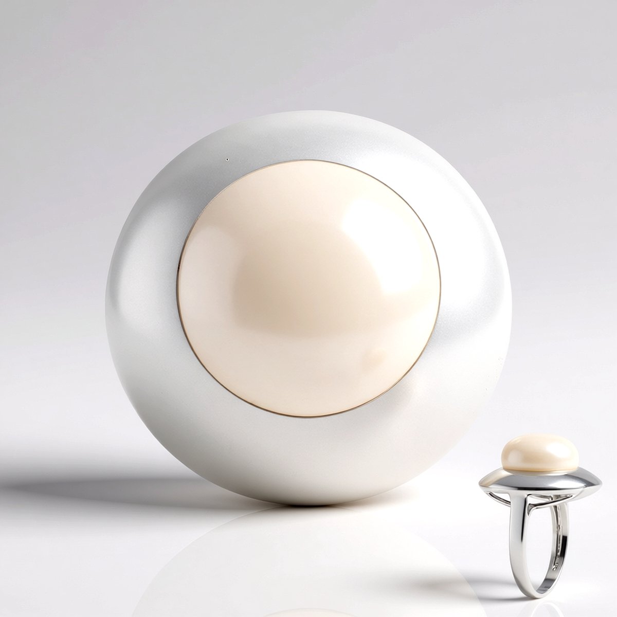 Cavill - Zilveren ring met witte zoetwaterparel - 925 sterlingzilver - Gerhodineerd - Rond geslepen 12 mm - Tijdloos elegant dames sieraad