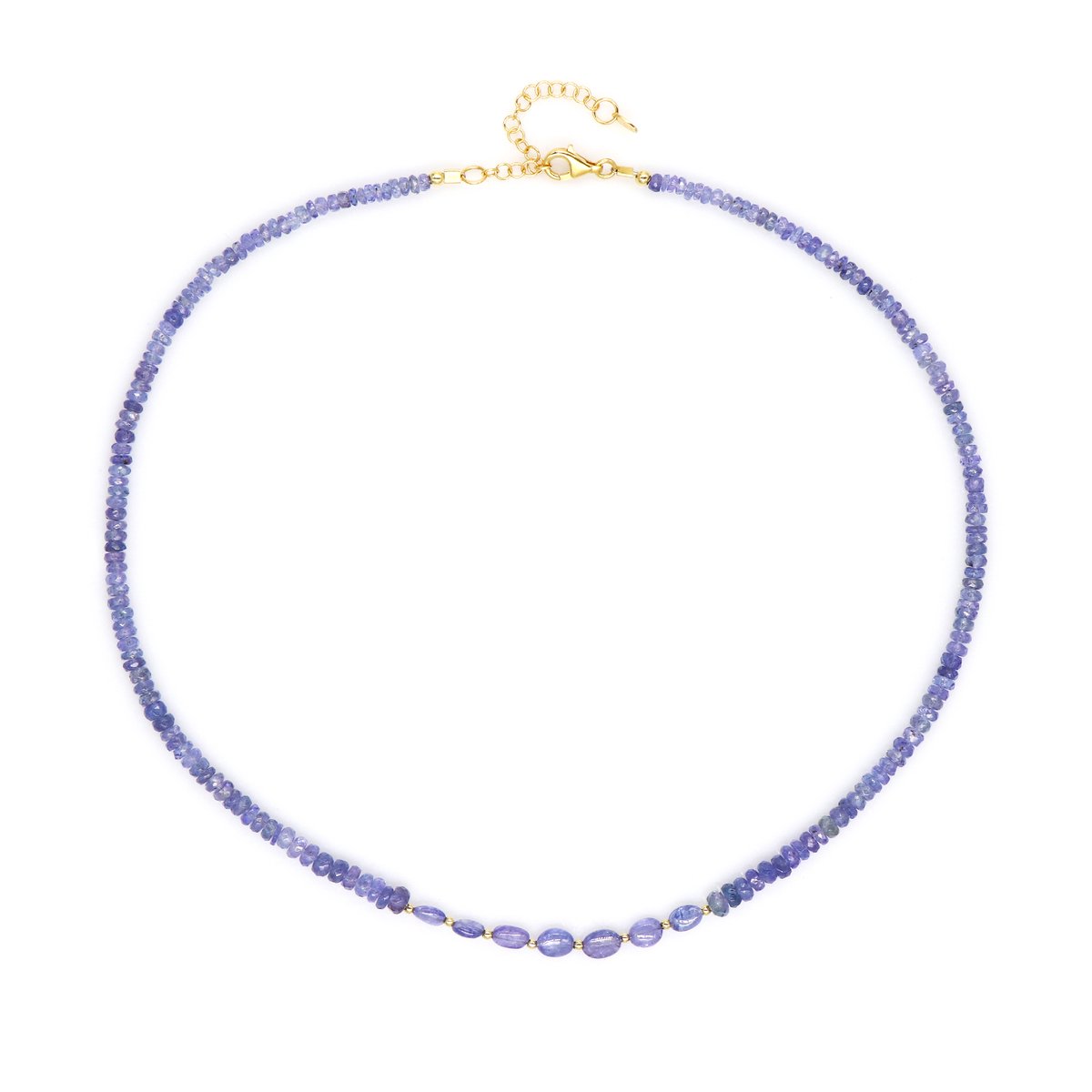 Cavill - Verstelbare Zilveren Ketting - 925 Sterling Zilver Verguld - 54,33 Ct Ovale Fancy Tanzaniet uit Tanzania - Elegante Sieraden