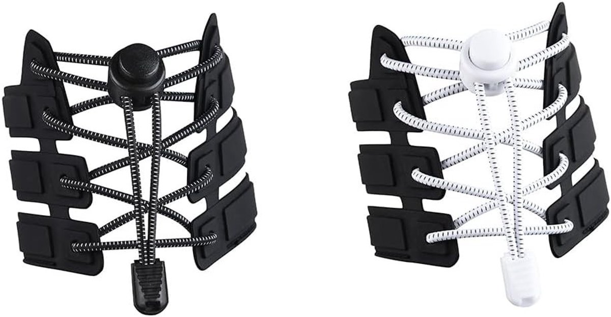 Set van 2 elastische veters zonder knopen, snelontgrendelingssysteem voor optimaal comfort en stevige grip