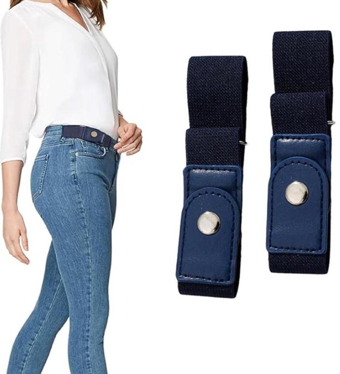 2 Stuks - Gesploze Riem - Elastische Riem Zonder Gesp Voor Dames en Heren - Elastische Riem Zonder Gesp - Verstelbaar - Gespvrije Riem - Verborgen Sluiting - Voor Broeken, Jeans, Casual,Werkkleding