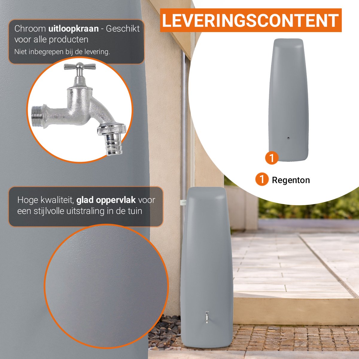 Garantia Elegance colonne récupératrice d'eau 400 liter gris pierre