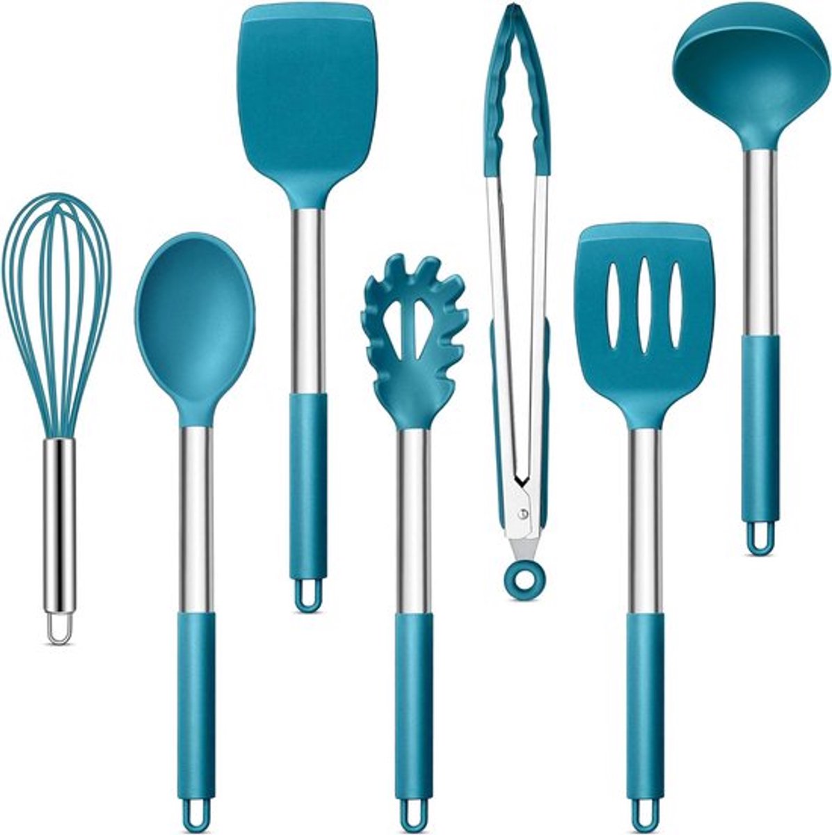 7-delige Siliconen Keukenhulp Set in Blauw - Ideaal voor Koken, Bakken en Maken van Desserts
