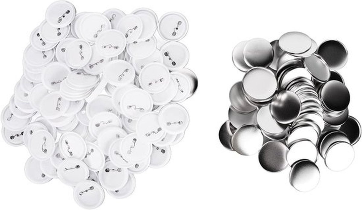 100 stuks Button Badges-kit voor DIY badge-ontwerpen - Plastic badge-knoppen en knutselbenodigdheden (Ø 58 mm)