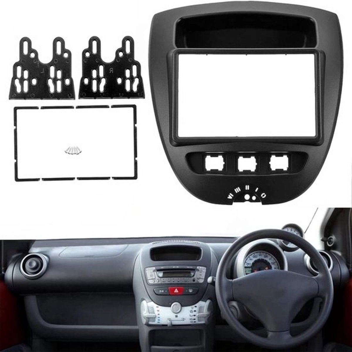 Double Din Autoradio Facia Adapter Geschikt voor Toyota Aygo, Citroën C1 en Peugeot 107 2005+ met Eenvoudige Installatie en Hoogwaardige Geluidskwaliteit