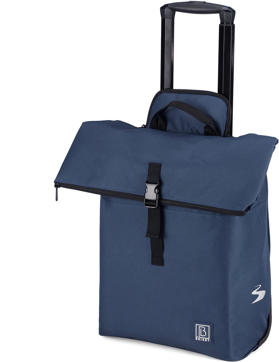 Fietstrolley Tas 2-in-1 Fietstas en Trolley Zwart 18-28L Laptopvak Verstelbare Hendel Bevestigingssysteem - Blauw