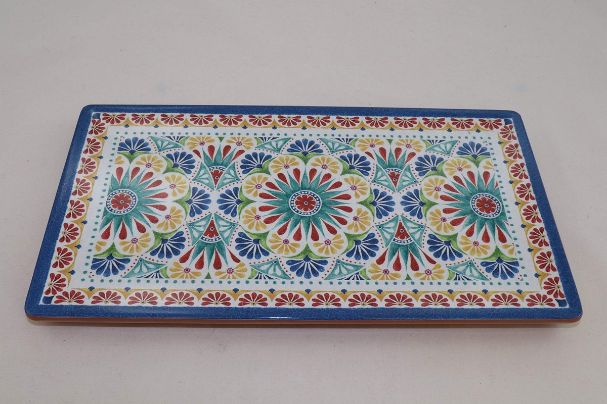 Famanu – Dienblad in terracotta-look, 32,5 x 17,6 cm, melamine met antislipvoetjes voor veilig serveren