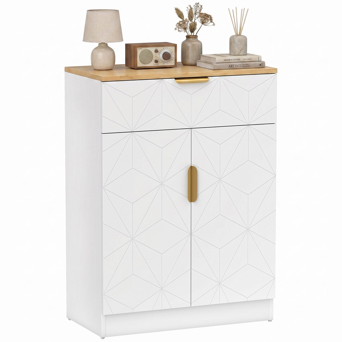 HOMCOM Sideboard-MDF-60L x 32B x 82H cm-Weiß