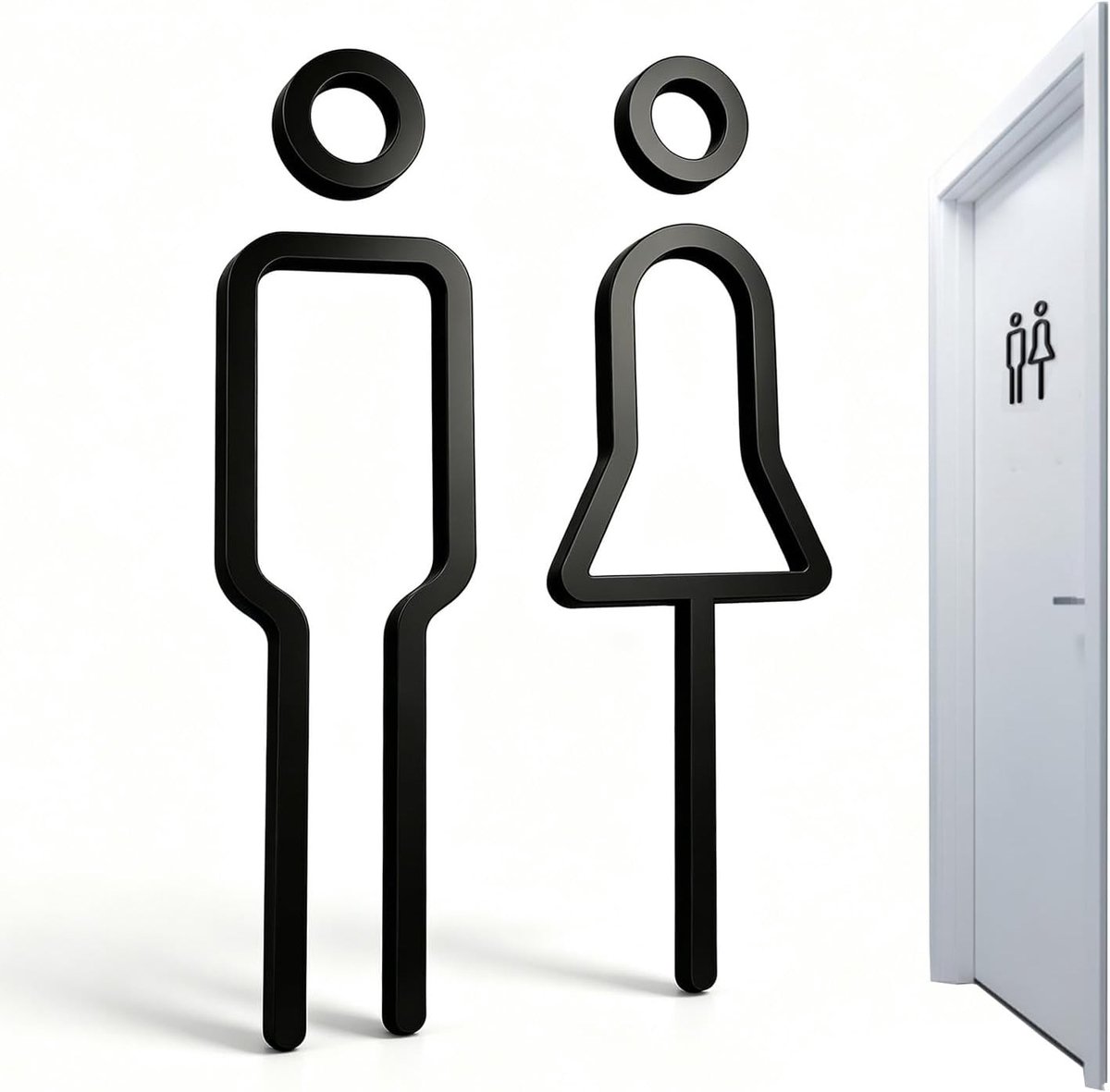 Elegante zelfklevende toiletbord met symbolen voor mannen en vrouwen, ideaal als deurdecoratie voor toiletten in zowel privé- als openbare ruimtes, perfect voor gasten en bezoekers