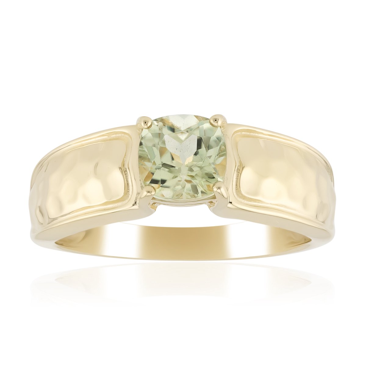 Cavill - Gouden Ring 9K Geelgoud - 0,965 ct Kleurwissel Diaspoor Turks - Antiek Kussenslijpsel - Modieuze Luxe Damesring - Maat 18